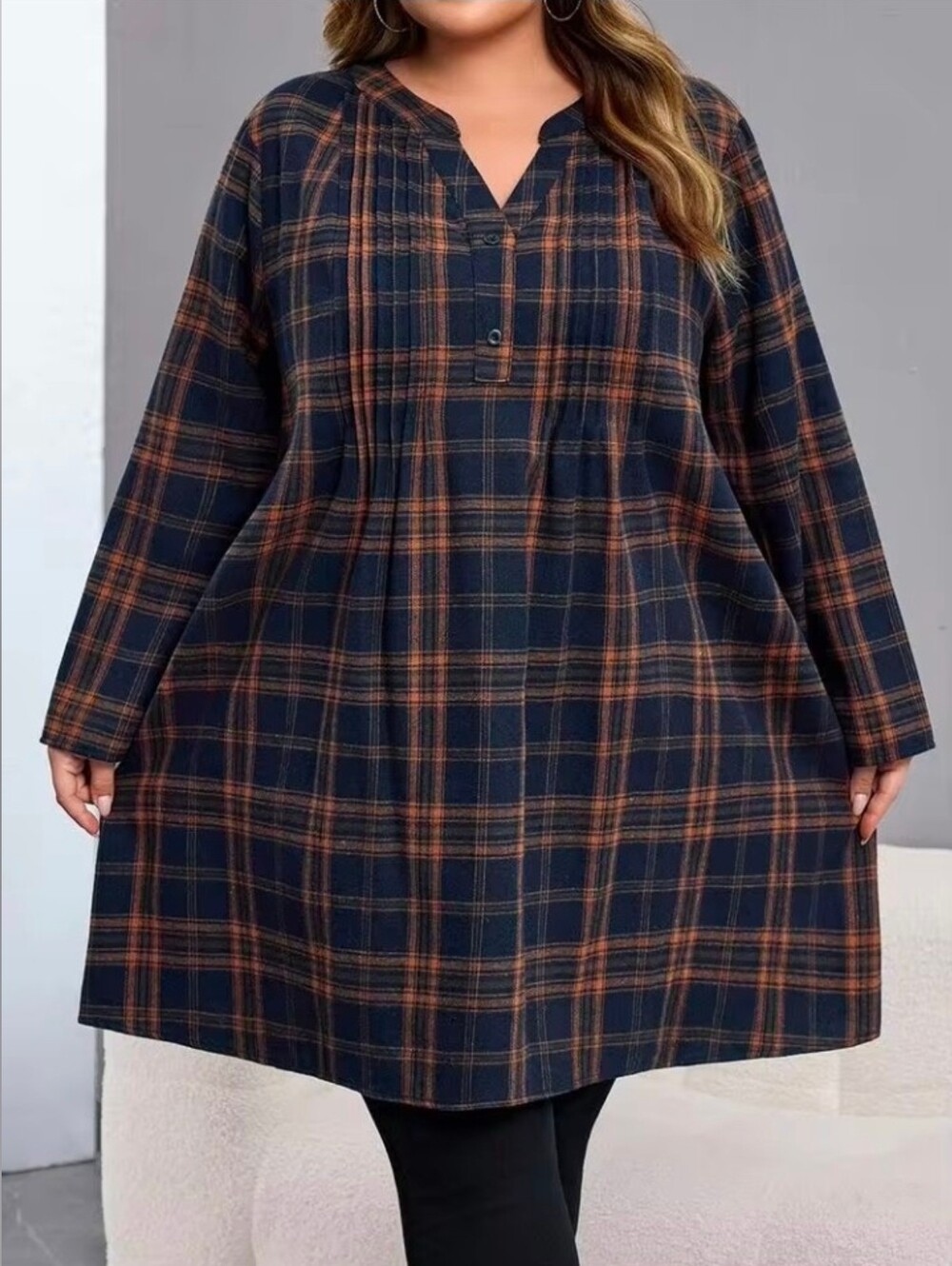 💢4For$20 SHEIN Plaid Long Sleeve Rusticease Autumn Tunic Dress Size US 32/34